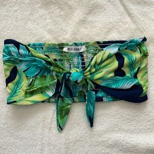 WILD HONEY Front Tie Bandeau Bathing Suit Top